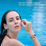 New Lady Smart Bracelet Watch IP68 Waterproof Steel Strap Heart Rate Blood Pressure Tracker Smart Watch For iPhone Android - RAPBLUE