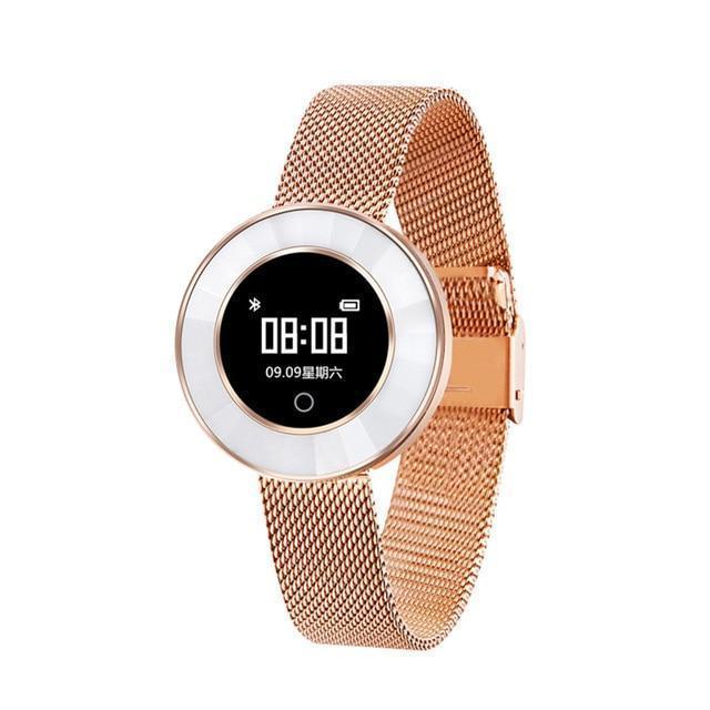 New Lady Smart Bracelet Watch IP68 Waterproof Steel Strap Heart Rate Blood Pressure Tracker Smart Watch For iPhone Android - RAPBLUE