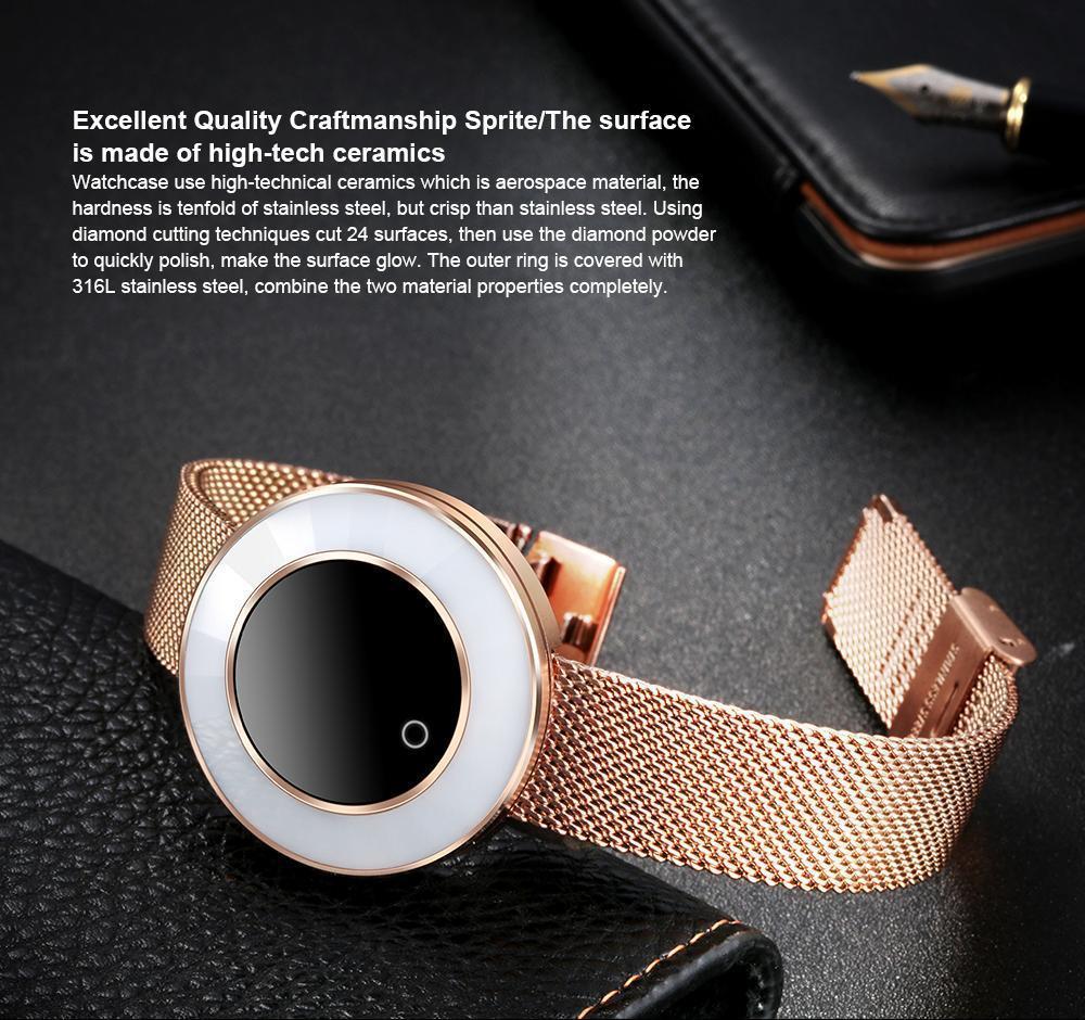 New Lady Smart Bracelet Watch IP68 Waterproof Steel Strap Heart Rate Blood Pressure Tracker Smart Watch For iPhone Android - RAPBLUE