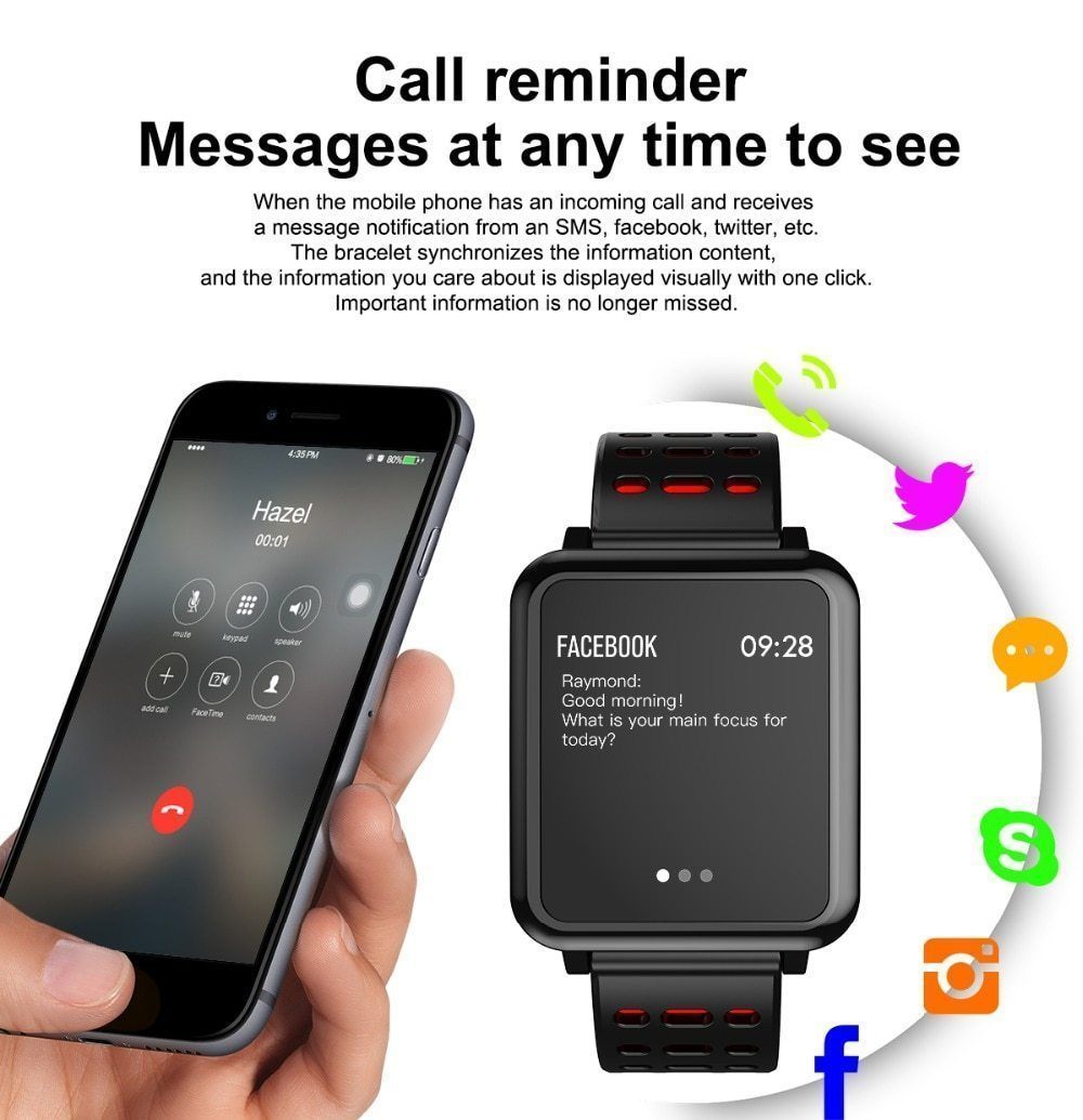 New Smart Watch Heart Rate Monitor Blood Pressure Activity Tracker Bracelet Water-Resistant Sport Band - RAPBLUE