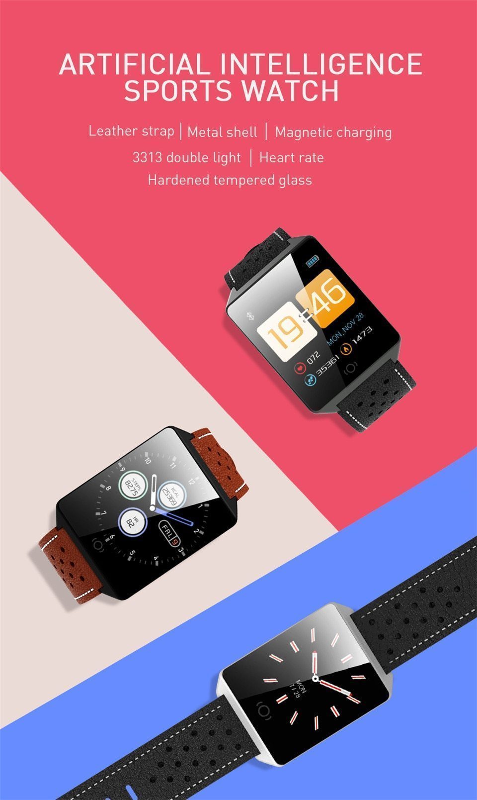 New Smart Watch With Blood Pressure Heart Rate Monitor Sports Fitness Tracker Men Smartwatch For Android iPhones - RAPBLUE