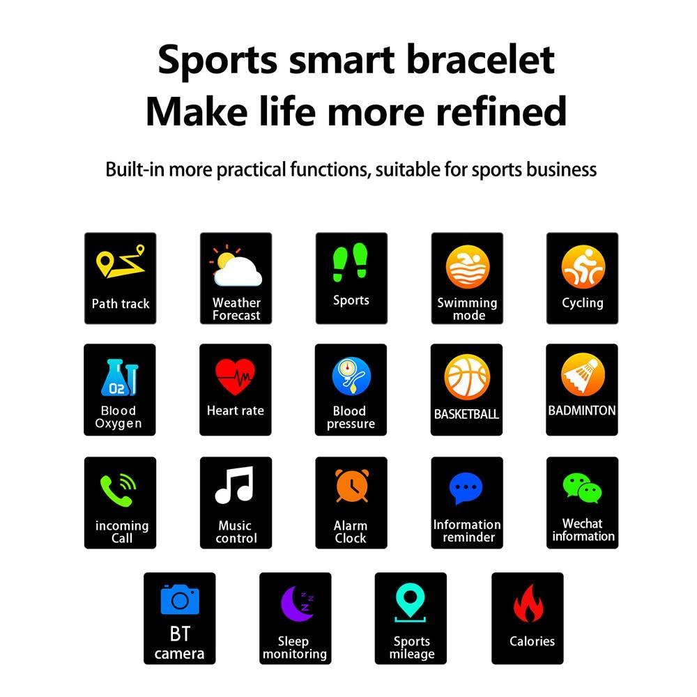 New Smart Watch Waterproof Blood Pressure Heart Rate Monitor Pedometer Cycling Mode Fitness Bracelet Band for IOS Androids - RAPBLUE