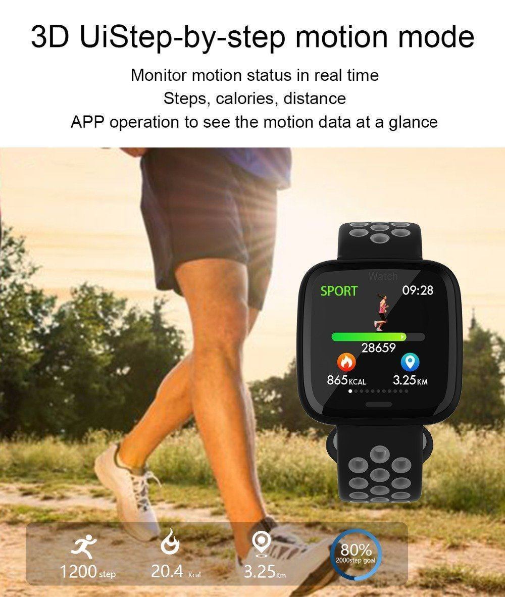 New Smart Watch Waterproof Blood Pressure Heart Rate Monitor Pedometer Cycling Mode Fitness Bracelet Band for IOS Androids - RAPBLUE