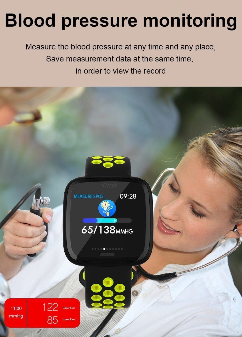 New Smart Watch Waterproof Blood Pressure Heart Rate Monitor Pedometer Cycling Mode Fitness Bracelet Band for IOS Androids - RAPBLUE