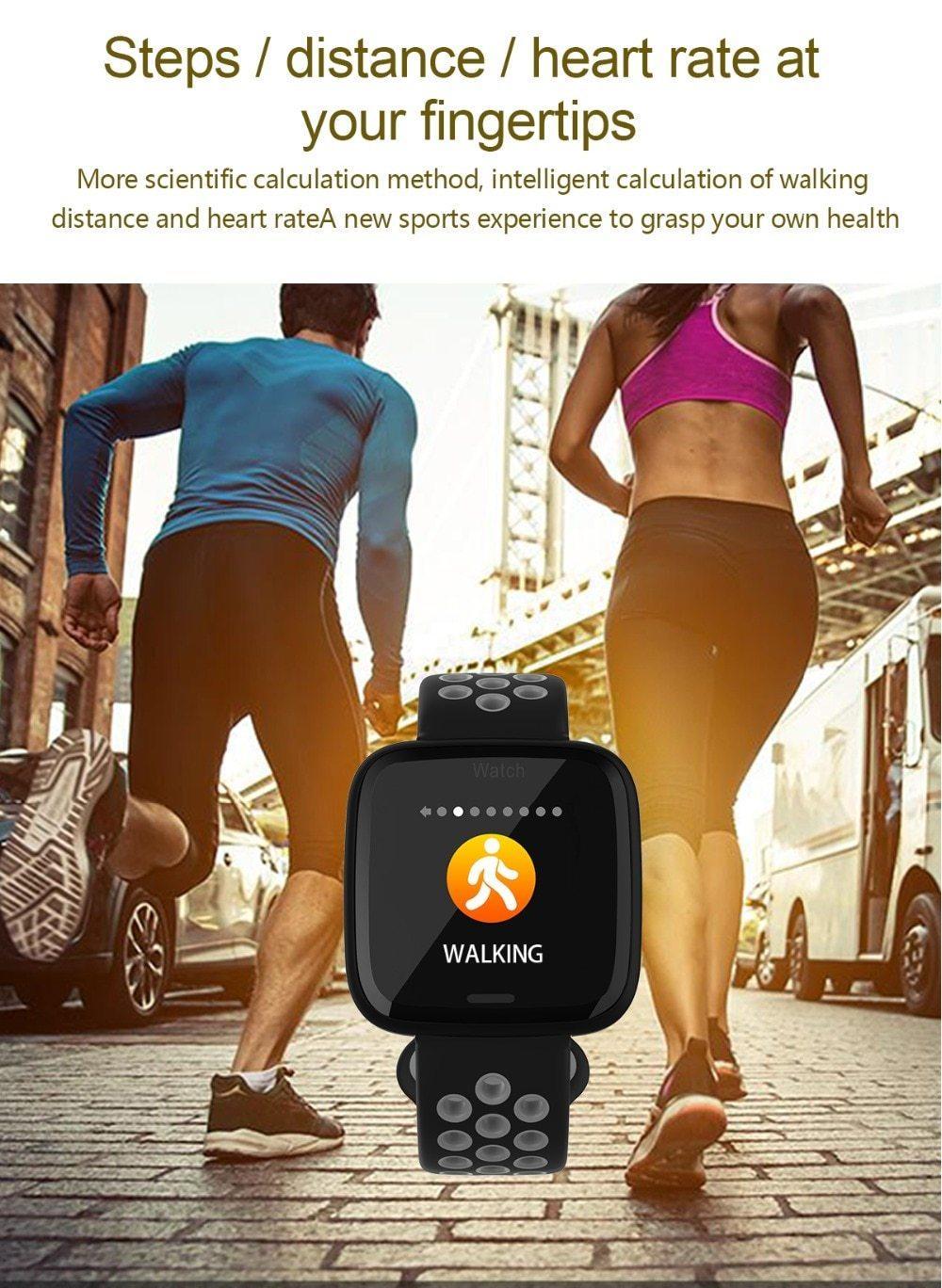 New Smart Watch Waterproof Blood Pressure Heart Rate Monitor Pedometer Cycling Mode Fitness Bracelet Band for IOS Androids - RAPBLUE