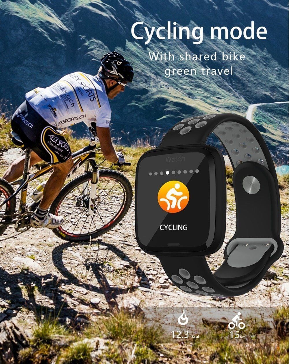 New Smart Watch Waterproof Blood Pressure Heart Rate Monitor Pedometer Cycling Mode Fitness Bracelet Band for IOS Androids - RAPBLUE