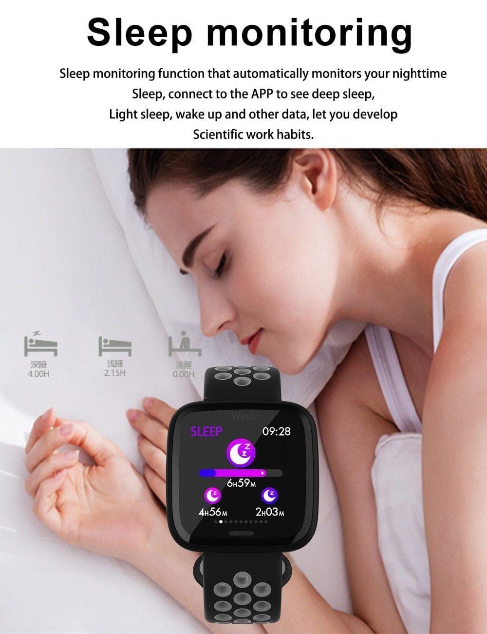 New Smart Watch Waterproof Blood Pressure Heart Rate Monitor Pedometer Cycling Mode Fitness Bracelet Band for IOS Androids - RAPBLUE