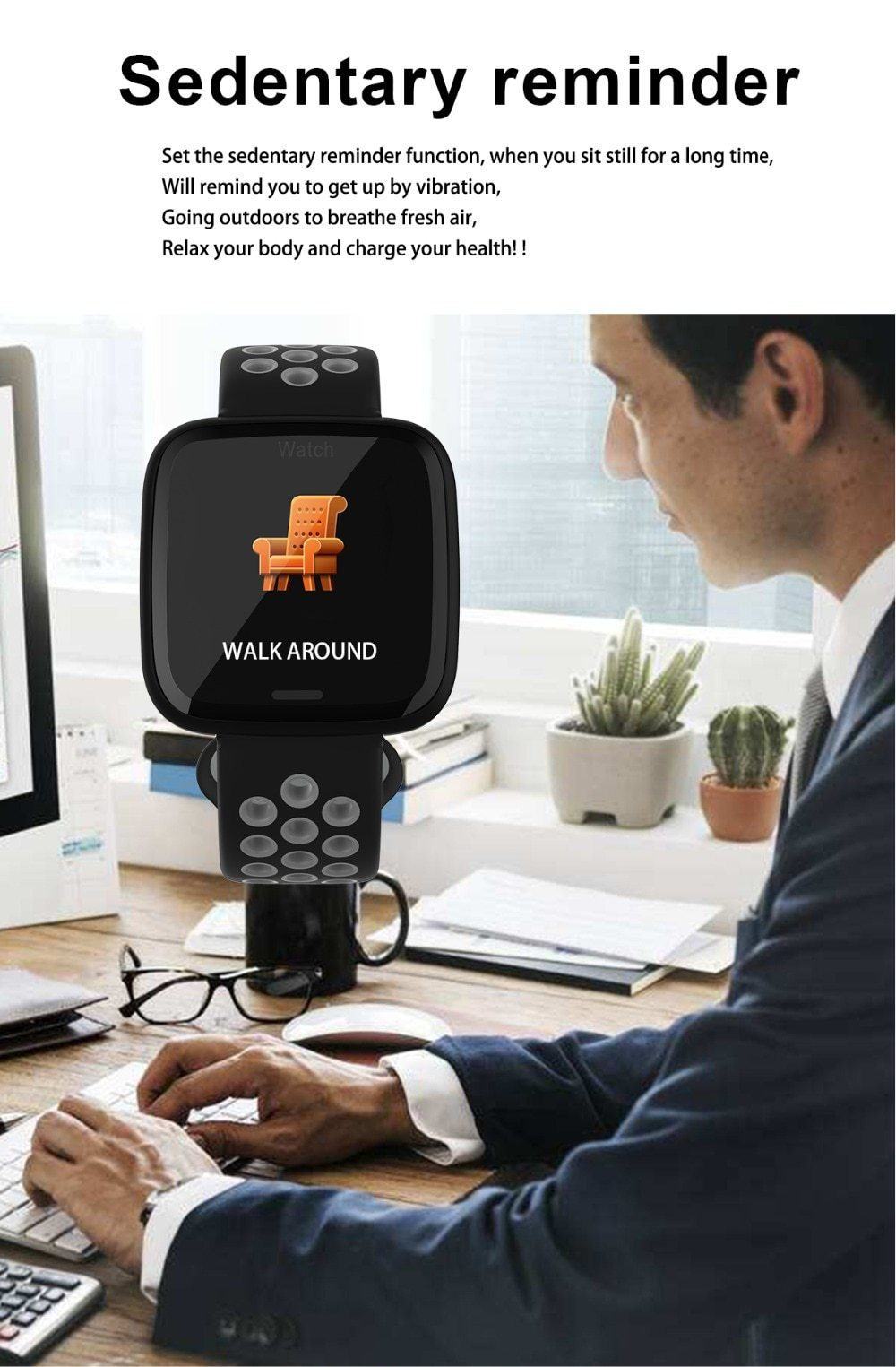 New Smart Watch Waterproof Blood Pressure Heart Rate Monitor Pedometer Cycling Mode Fitness Bracelet Band for IOS Androids - RAPBLUE