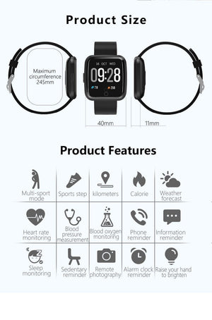 New Long Standby Time Smart Watch Blood Pressure Oxygen Smartwatch Waterproof Heart Rate Monitor for IOS Android - RAPBLUE