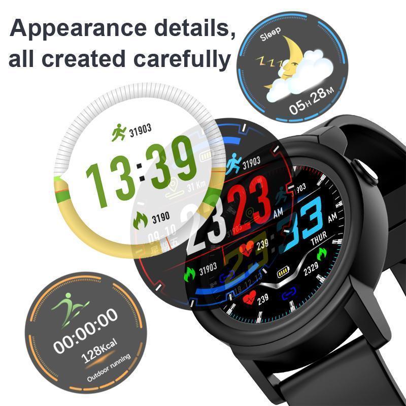 Full HD IPS Circular Screen Band Heart Rate Monitor Sport Mode Fitness Tracker Smart Watch - RAPBLUE