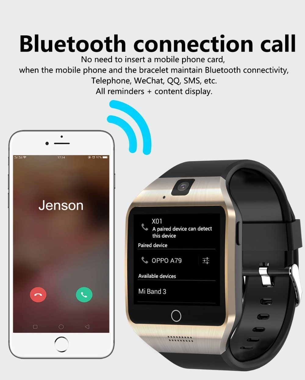 Business-Ready WIFI Bluetooth Mobile Smart Watch Multi-Face Smartwatch For Android iPhones - RAPBLUE