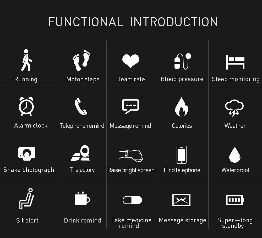 New Leather Band Smart Watch With Heart Rate Sleep Monitor Fitness Tracker Blood Pressure Smartwatch For iPhone Android - RAPBLUE