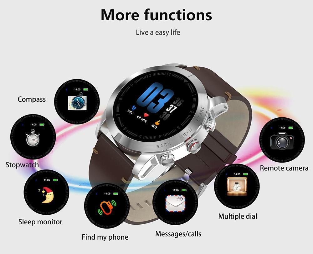 New Smart Watch 1.3'' IP68 Waterproof Bluetooth 4.2 Smartwatch Heart Rate Monitoring Compass Sport Watch For Android iOS - RAPBLUE