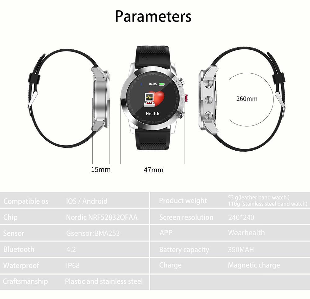 New Smart Watch 1.3'' IP68 Waterproof Bluetooth 4.2 Smartwatch Heart Rate Monitoring Compass Sport Watch For Android iOS - RAPBLUE