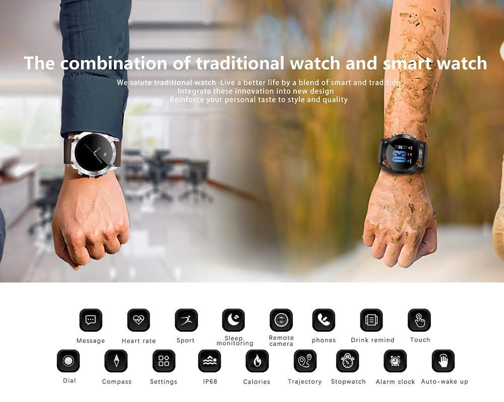 New Smart Watch 1.3'' IP68 Waterproof Bluetooth 4.2 Smartwatch Heart Rate Monitoring Compass Sport Watch For Android iOS - RAPBLUE