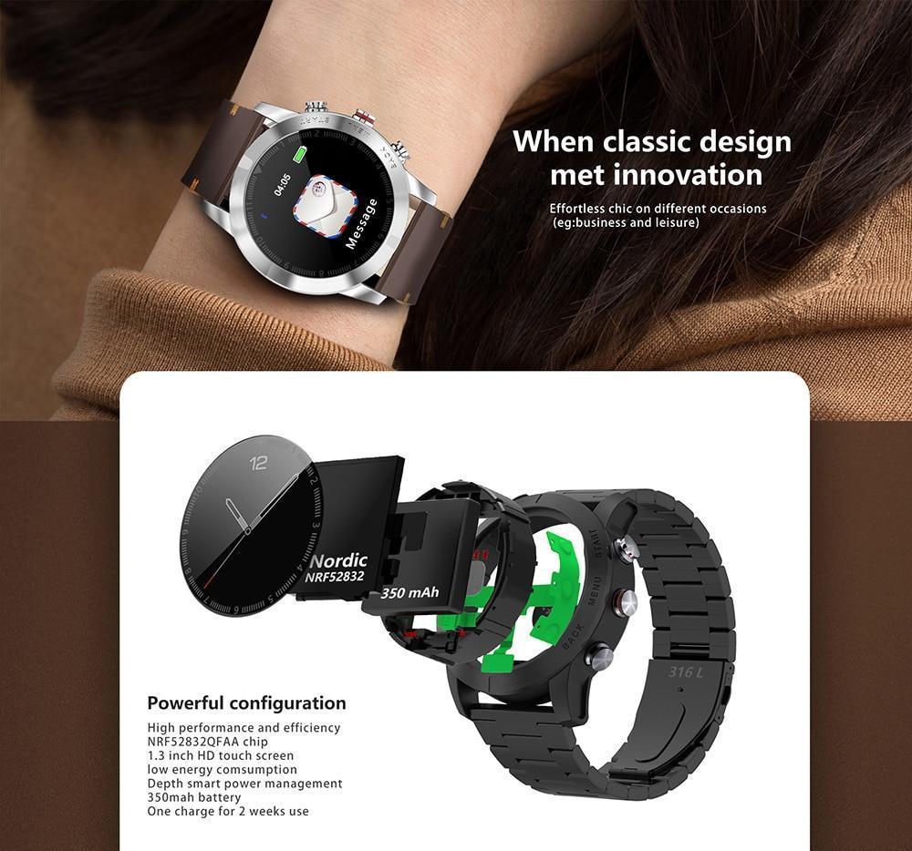 New Smart Watch 1.3'' IP68 Waterproof Bluetooth 4.2 Smartwatch Heart Rate Monitoring Compass Sport Watch For Android iOS - RAPBLUE