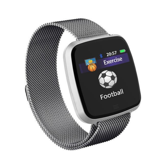 New Metallic Bluetooth Waterproof Wristband Sport Heart Rate Monitor Smartwatch For Android IOS - RAPBLUE