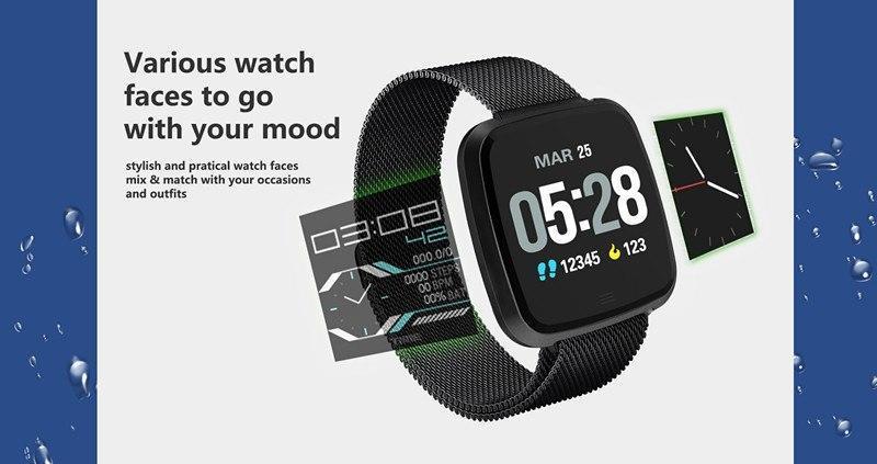 New Metallic Bluetooth Waterproof Wristband Sport Heart Rate Monitor Smartwatch For Android IOS - RAPBLUE