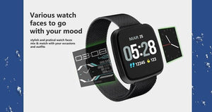 New Metallic Bluetooth Waterproof Wristband Sport Heart Rate Monitor Smartwatch For Android IOS - RAPBLUE