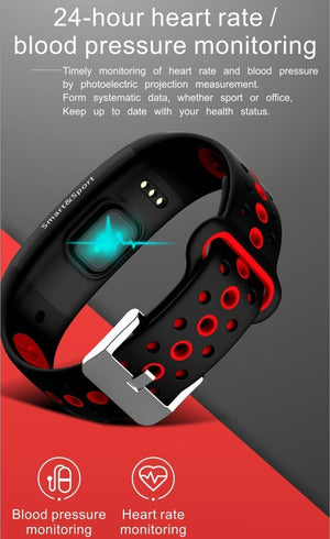 Smartwatch Fitness Bracelet IP68 Waterproof Dynamic Heart Rate Blood Pressure Monitoring Tracker For iPhones Android - RAPBLUE