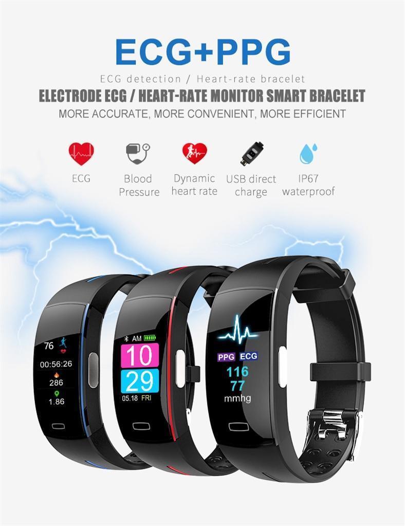 Blood Pressure Smart Band Heart Rate Bracelet Fitness Tracker Watch Intelligent Wristband - RAPBLUE