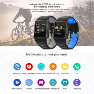 New Sport Smart Watch GPS IP68 Waterproof Heart Rate Monitoring Full Touch Screen Smartwatch For iPhone Android - RAPBLUE
