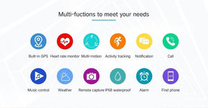 New Sport Smart Watch GPS IP68 Waterproof Heart Rate Monitoring Full Touch Screen Smartwatch For iPhone Android - RAPBLUE