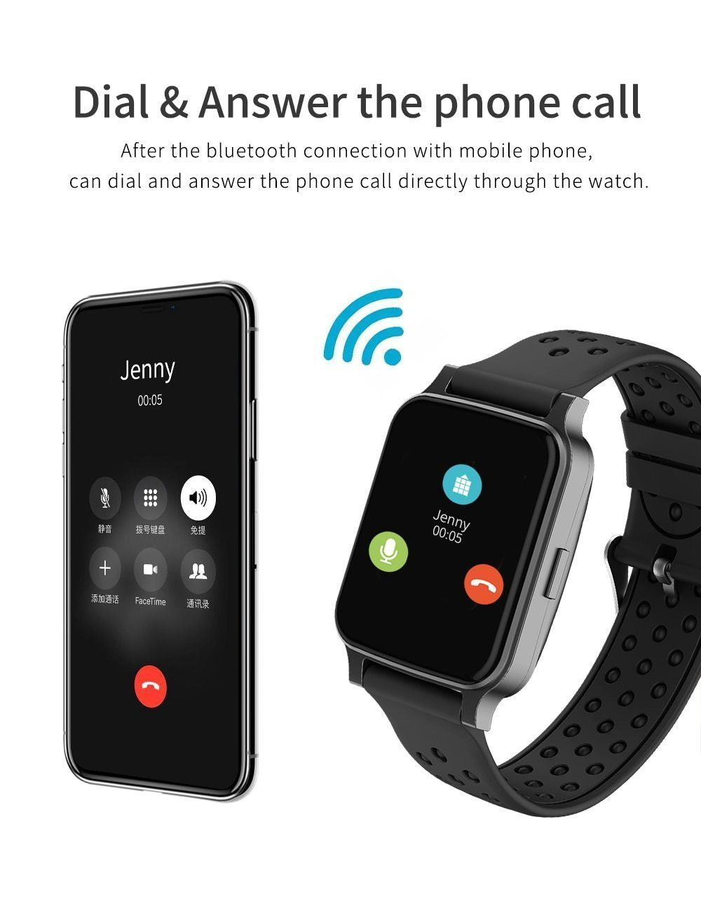 New Smart Watch Bluetooth Call Heart Rate Blood Pressure Blood Oxygen Monitor Smartwatch For iPhone Android - RAPBLUE