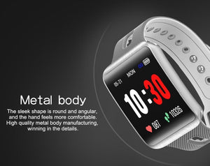 Heart Rate Blood Pressure Monitoring Touch Screen Smart Bracelet Fitness Tracker Smartwatch For iPhone Android - RAPBLUE