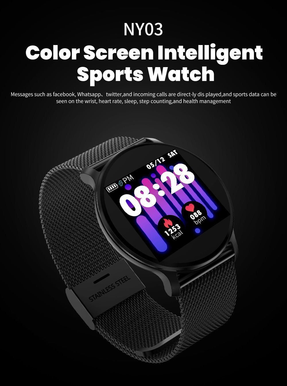 New Smart Watch Waterproof Smartwatch Heart Rate Monitor Fitness Tracker For iPhones Android - RAPBLUE