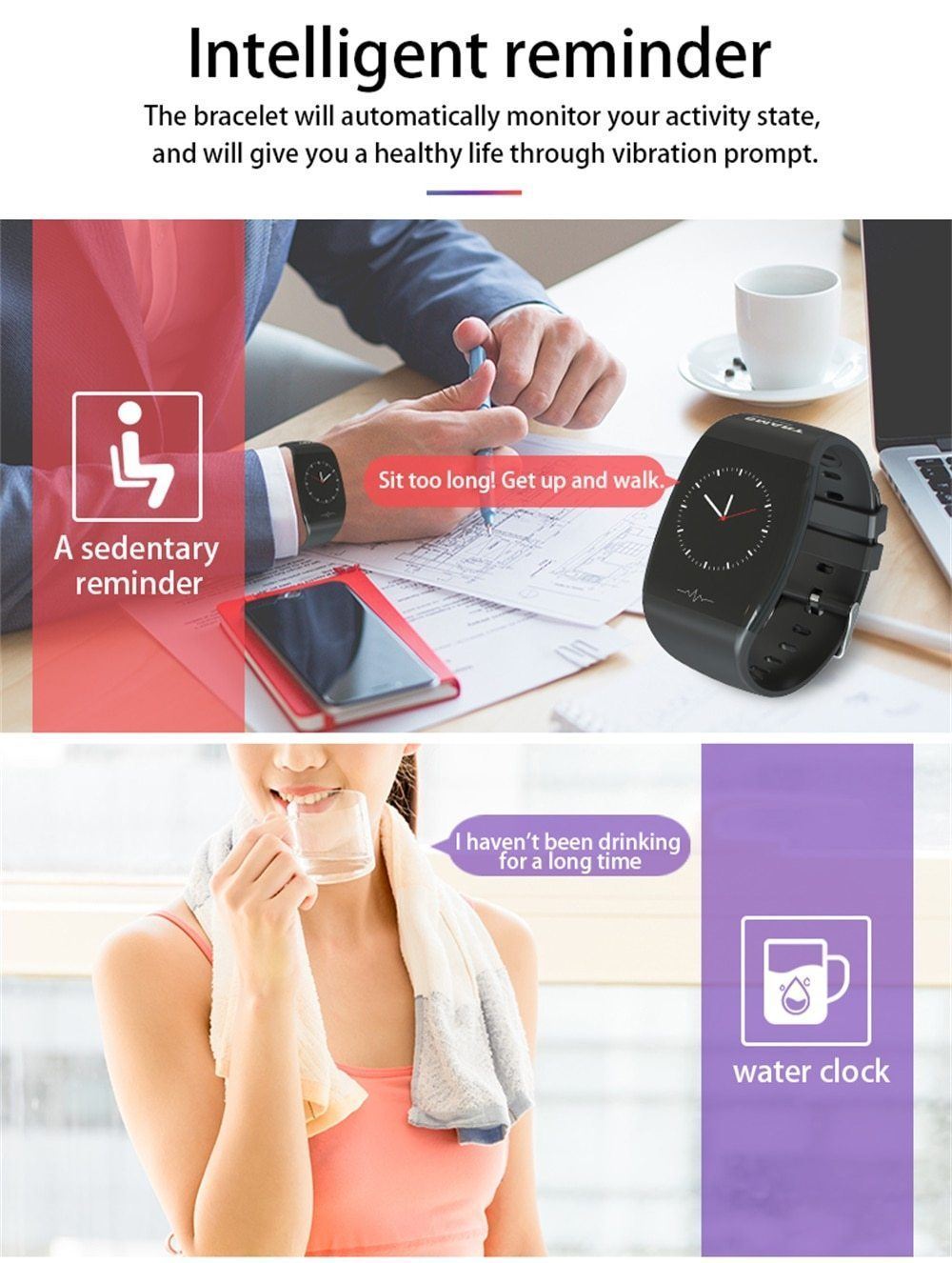 New Smart Watch Heart Rate Blood Pressure Monitor IP67 Waterproof Steps Calories Counter Sports Smartwatch - RAPBLUE