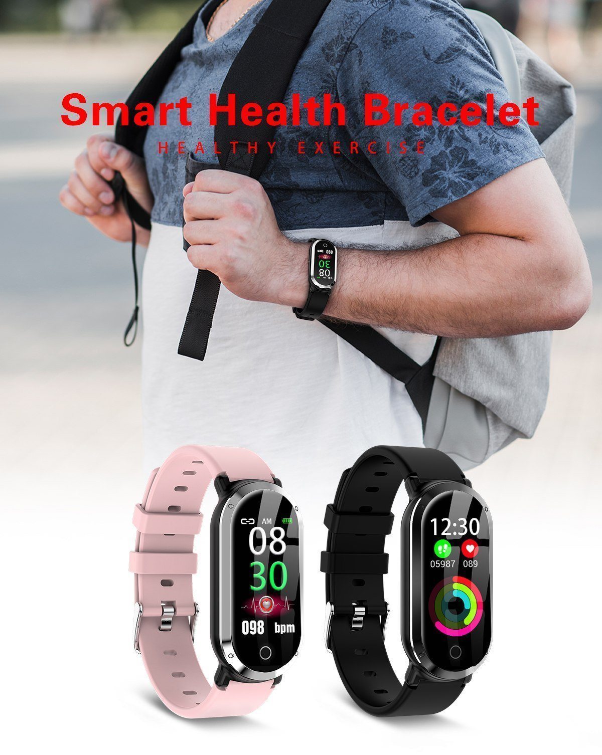 New Smart Wristband Unisex Bracelet Heart Rate Blood Pressure Monitor Fitness Tracker Watch Sport Band Pedometer - RAPBLUE