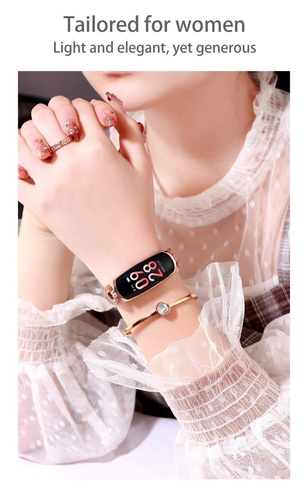 New Stainless Steel Smart Watch IP67 Waterproof Heart Rate Monitor Bracelet Smartwatch For Android iPhone - RAPBLUE