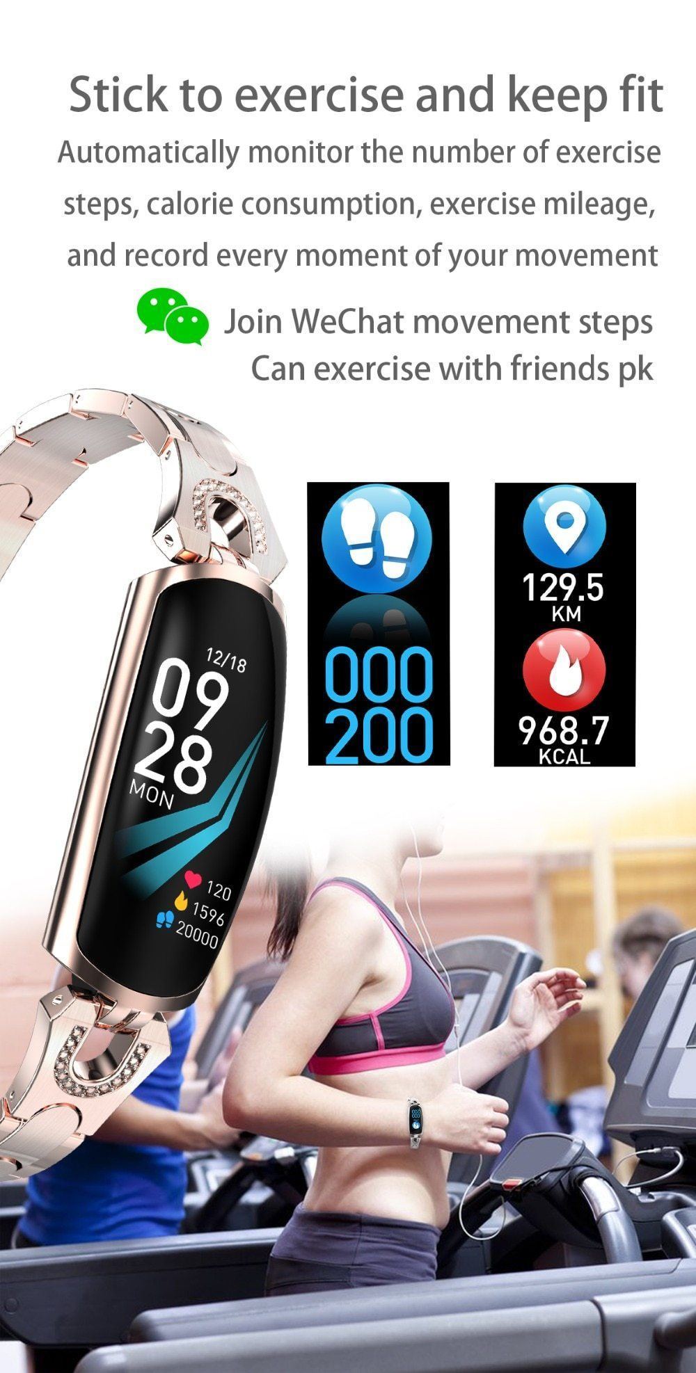 New Stainless Steel Smart Watch IP67 Waterproof Heart Rate Monitor Bracelet Smartwatch For Android iPhone - RAPBLUE