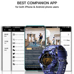 New Rugged Outdoor Camouflage Bluetooth IP67 Waterproof Smartwatch With Fitness Motion Tracking For iOS Android - RAPBLUE
