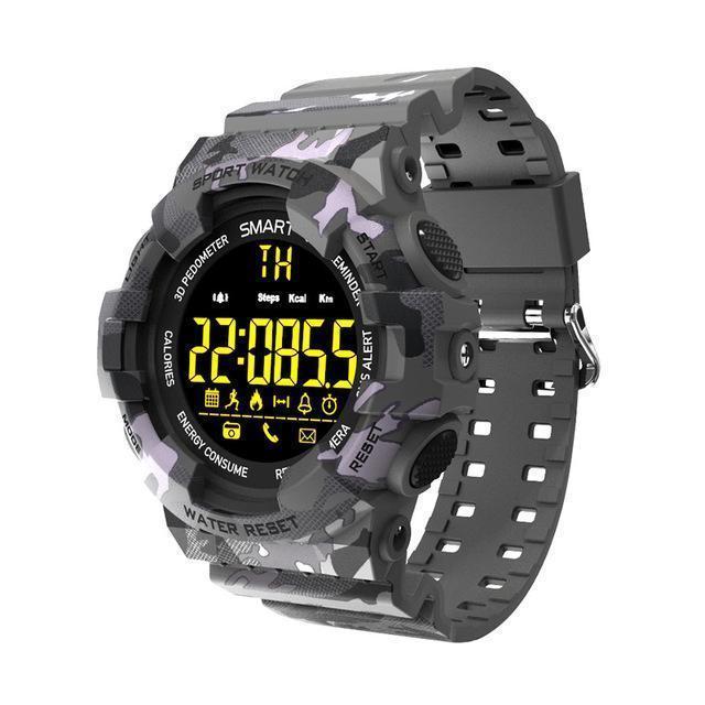 New Rugged Outdoor Camouflage Bluetooth IP67 Waterproof Smartwatch With Fitness Motion Tracking For iOS Android - RAPBLUE