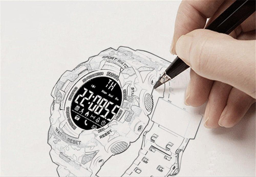 New Rugged Outdoor Camouflage Bluetooth IP67 Waterproof Smartwatch With Fitness Motion Tracking For iOS Android - RAPBLUE