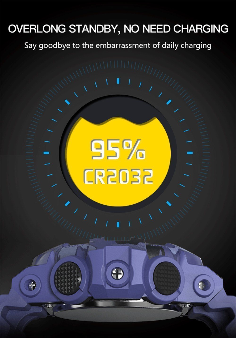 New Rugged Outdoor Camouflage Bluetooth IP67 Waterproof Smartwatch With Fitness Motion Tracking For iOS Android - RAPBLUE