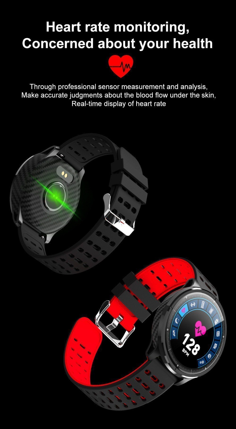 New IP68 Waterproof Smart Watch Heart Rate Blood Pressure Monitor Sport Activity Sleep Tracker For iPhone Android - RAPBLUE