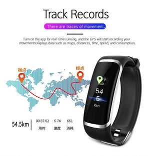 Dynamic Fitness Tracker Smart Watch Heart Rate & Blood Pressure monitor Smart Bracelet For iPhone Android - RAPBLUE