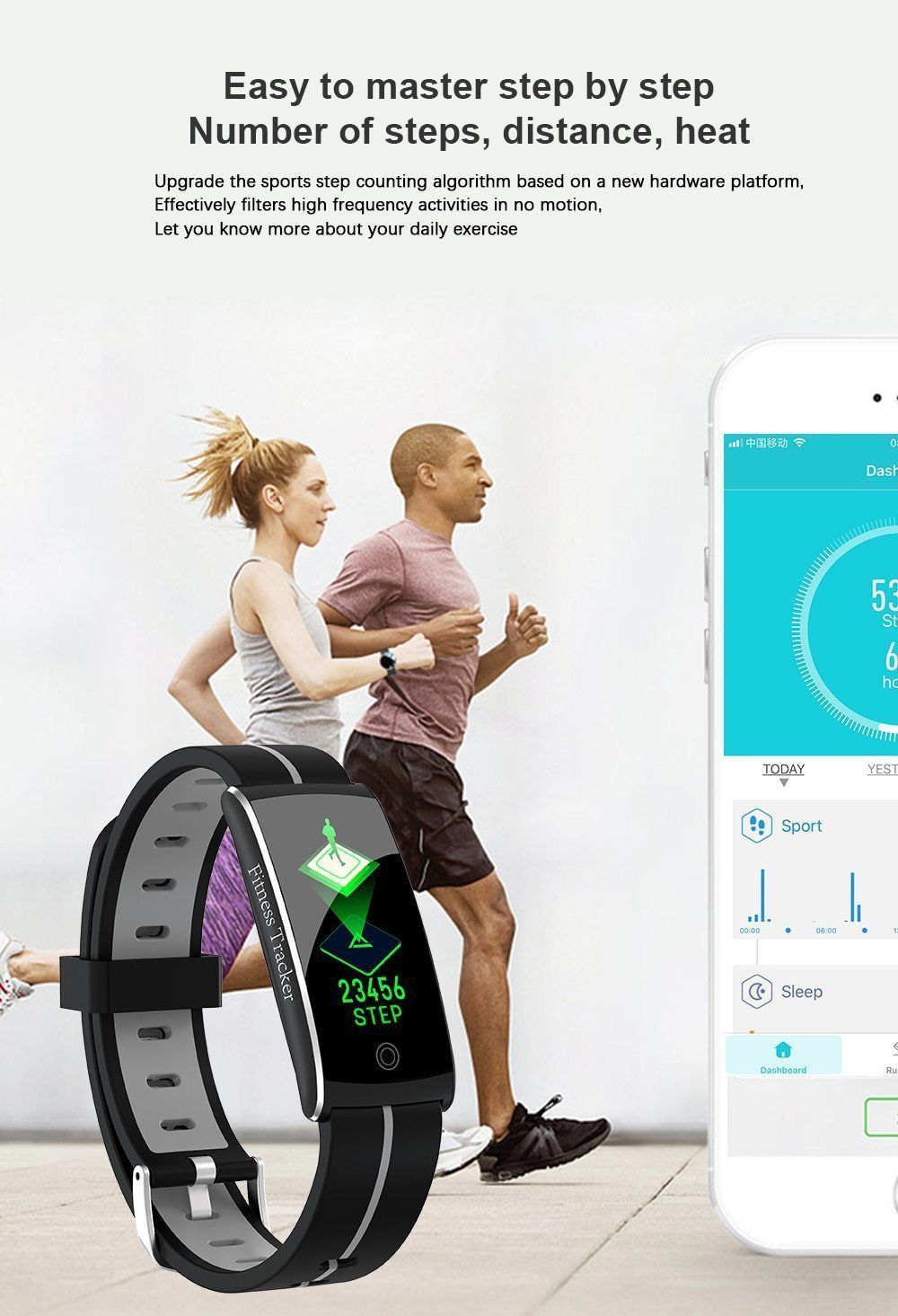 New Fitness Bracelet IP68 Waterproof Heart Rate Blood Pressure Monitoring Fitness Tracker Watch For Android iOS - RAPBLUE