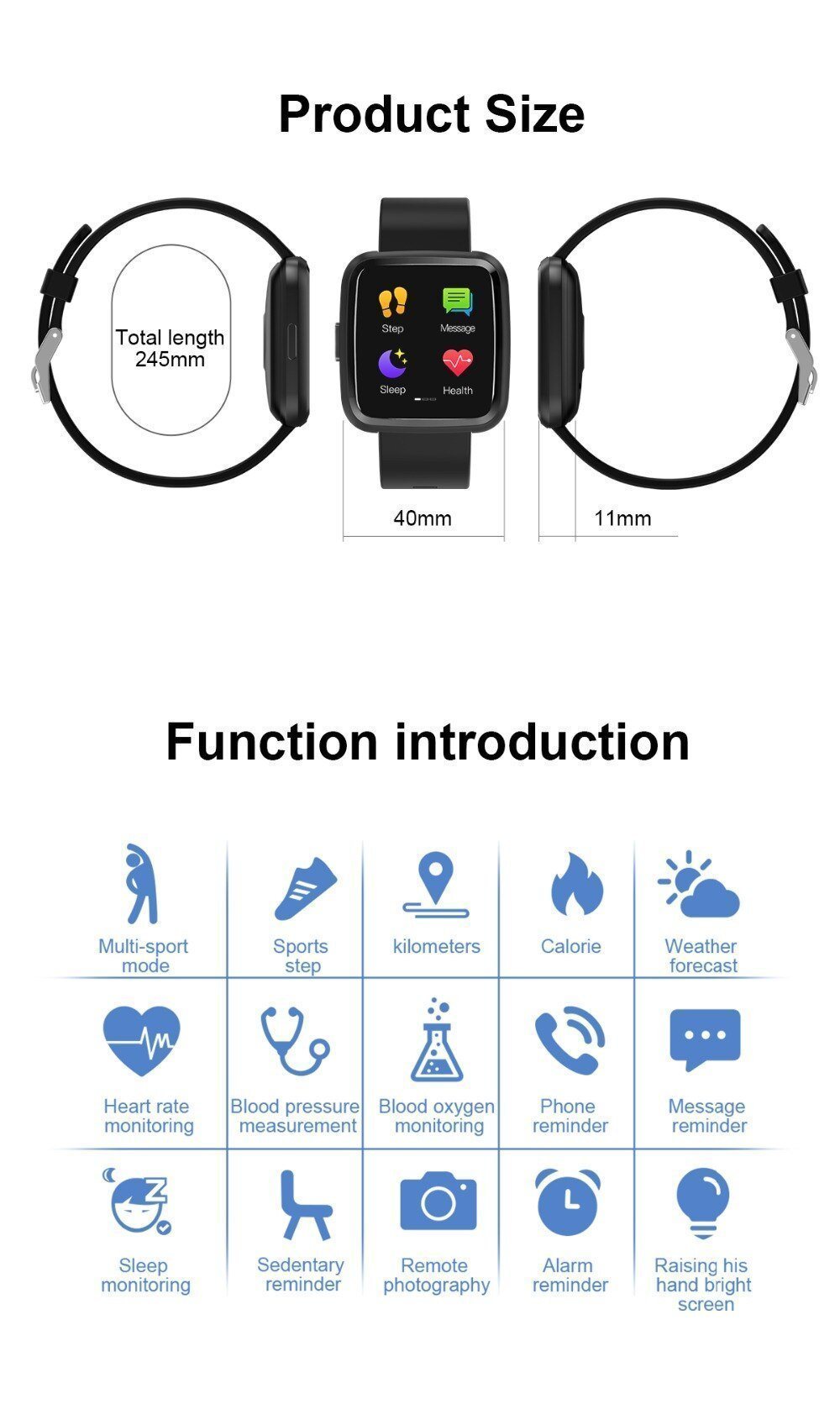 New IP67 Waterproof Fitness Tracker Heart Rate Monitor Blood Pressure Smartwatch Bracelet For iPhone Android - RAPBLUE