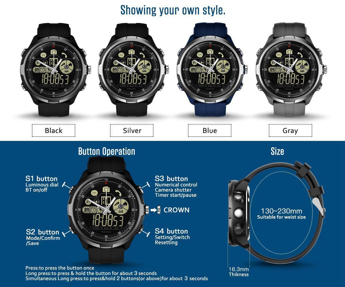 New Rugged Outdoor Smartwatch 50M Waterproof 33-month Standby Time 24H All-Weather Monitoring Smart Watch For iPhone Android - RAPBLUE