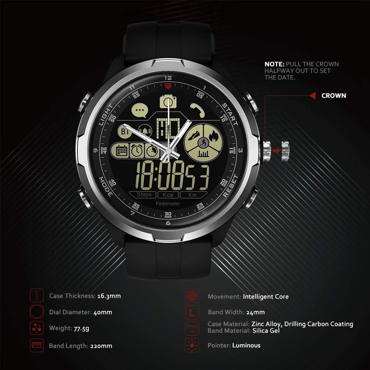 New Rugged Outdoor Smartwatch 50M Waterproof 33-month Standby Time 24H All-Weather Monitoring Smart Watch For iPhone Android - RAPBLUE