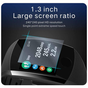 Touchscreen Smart Wristband Heart Rate Blood Pressure Pedometer Waterproof Fitness Tracker For Android iPhone - RAPBLUE