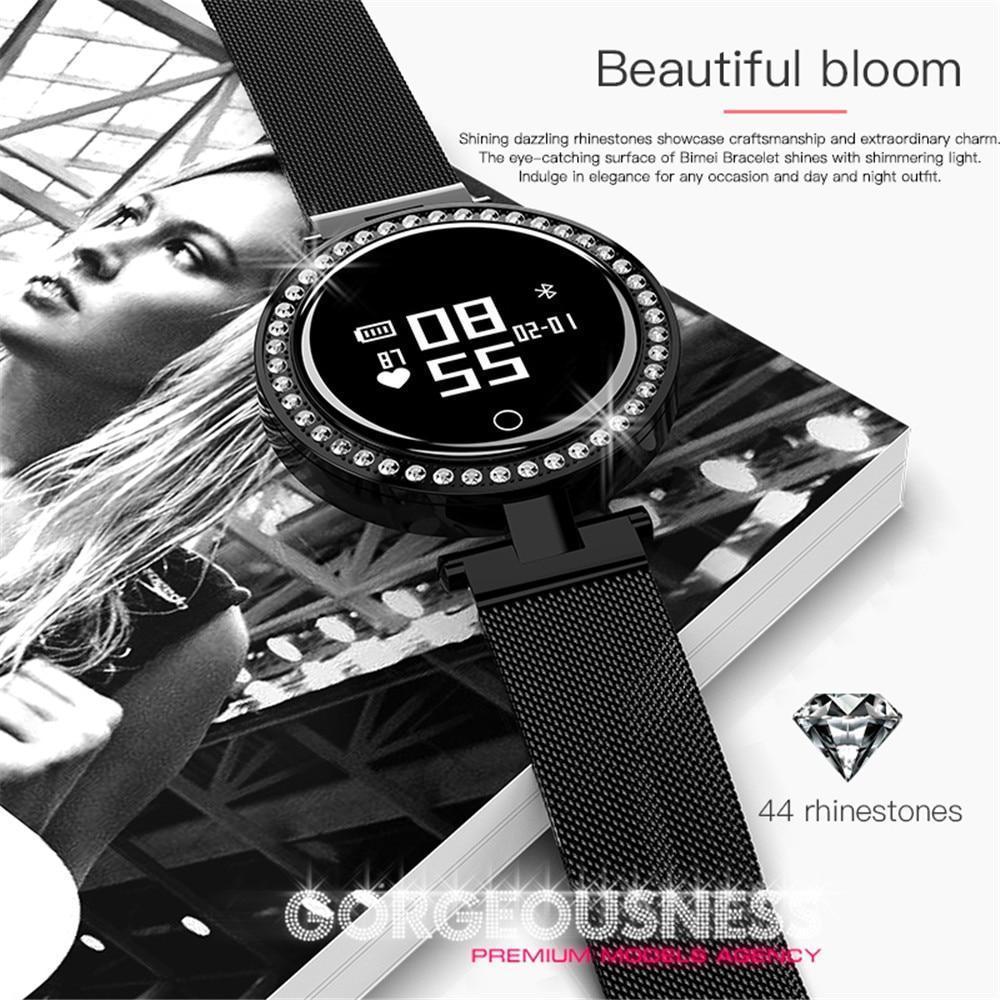 New IP68 Waterproof Heart Rate Blood Pressure Monitor Pedometer Calorie Smartwatch For Women Ladies - RAPBLUE