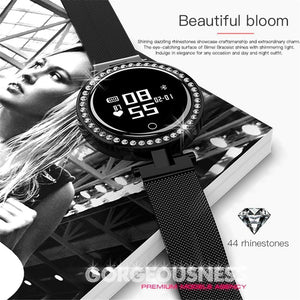 New IP68 Waterproof Heart Rate Blood Pressure Monitor Pedometer Calorie Smartwatch For Women Ladies - RAPBLUE