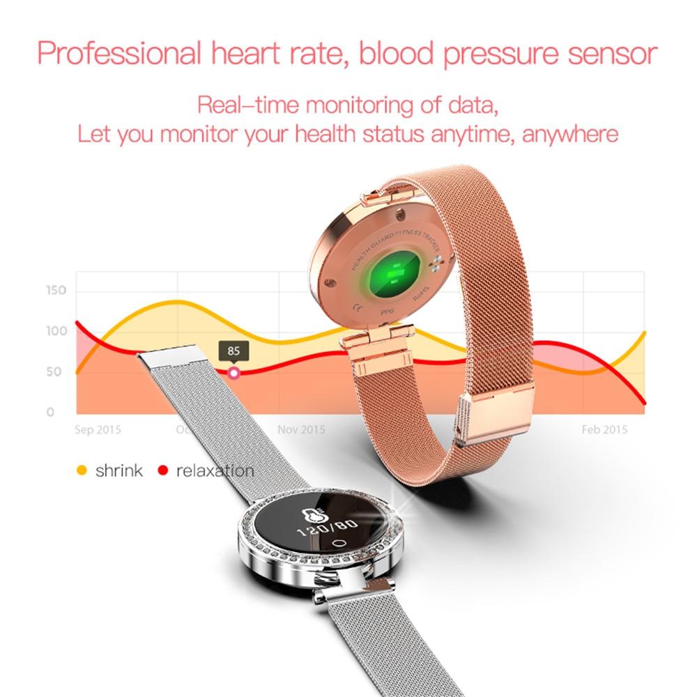 New IP68 Waterproof Heart Rate Blood Pressure Monitor Pedometer Calorie Smartwatch For Women Ladies - RAPBLUE