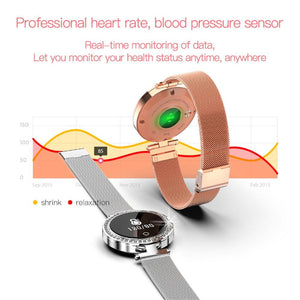 New IP68 Waterproof Heart Rate Blood Pressure Monitor Pedometer Calorie Smartwatch For Women Ladies - RAPBLUE