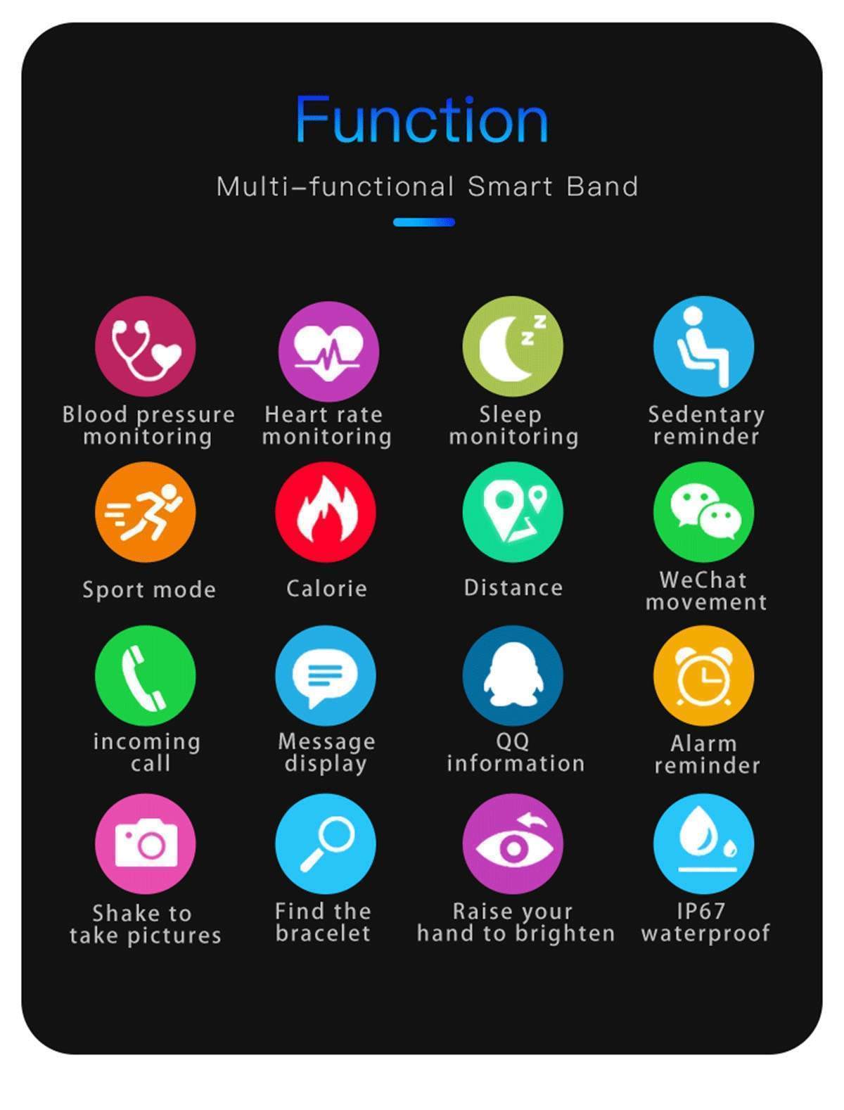 New Multi-Sport Heart Rate Blood Pressure Blood Oxygen Monitor Fitness Sport Smartwatch For Men Women - RAPBLUE